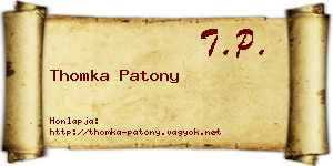 Thomka Patony névjegykártya